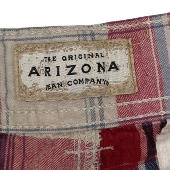 Arizona 16 Husky 31 waist Red, White Plaid 100% Cotton Cargo Shorts Pockets 39h - Picture 5 of 8